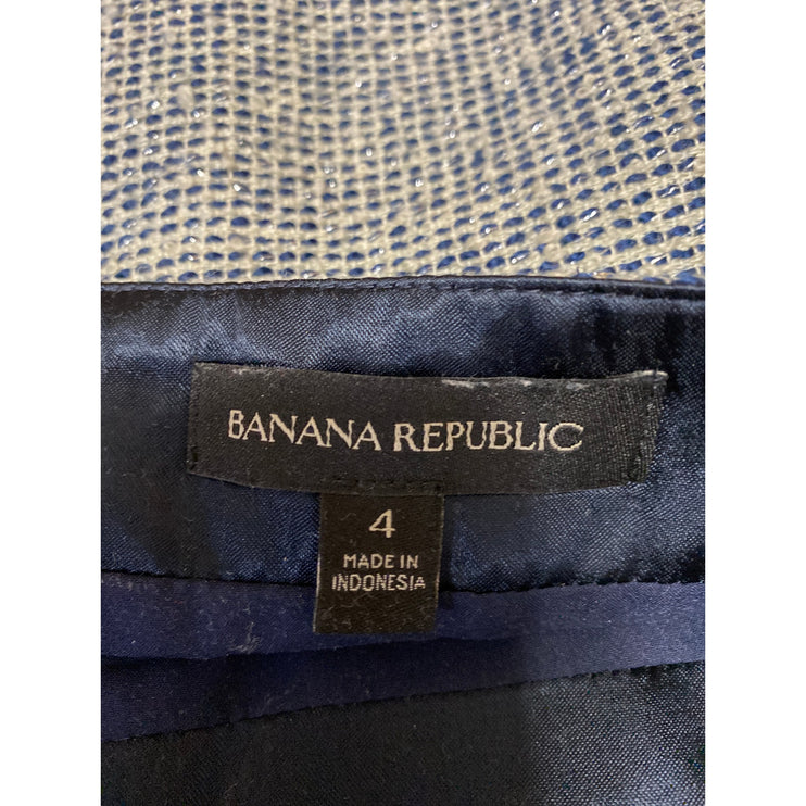 Banana Republic Women's Gray Blue Tweed High Waisted Mini Pencil Skirt Size 4