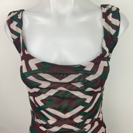 Tiger Mist NWT Multicolor Sleeveless Ruched Slit Open Back Mini Bodycon Dress XS