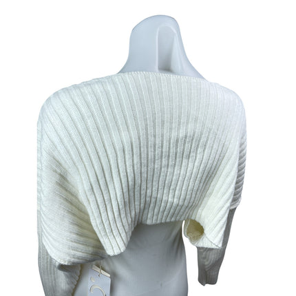 NEW Commense Cream Ribbed Knit Dolman Long Sleeve Cropped Cardigan Sweater XS