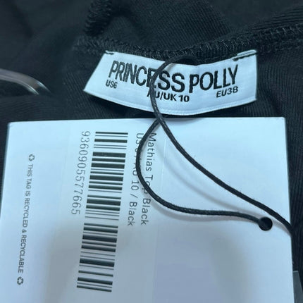 NEW Princess Polly Mathias Black Sleeveless Tie High Neck Blouse Crop Top Size 6