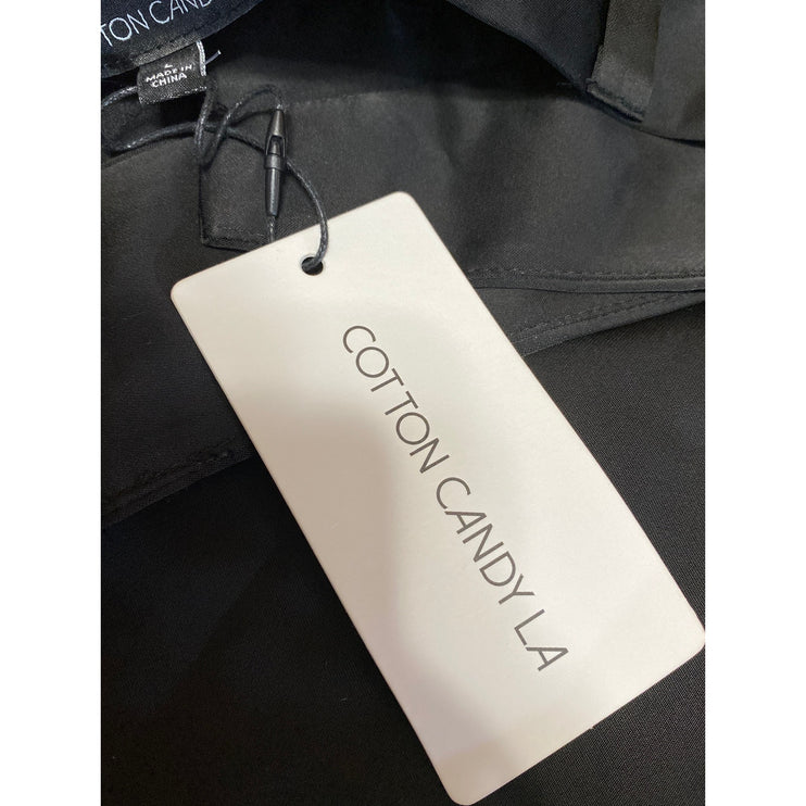 NEW Cotton Candy LA Womens Black Draped Folded Mini Asymmetrical Wrap Skirt Sz L