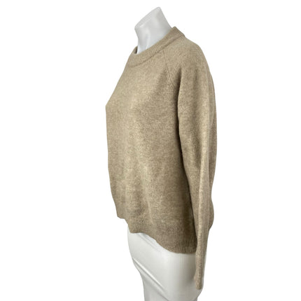 Zara Women's Beige Alpaca Wool Crew Neck Long Sleeve Sweatshirt Sweater Top Sz L