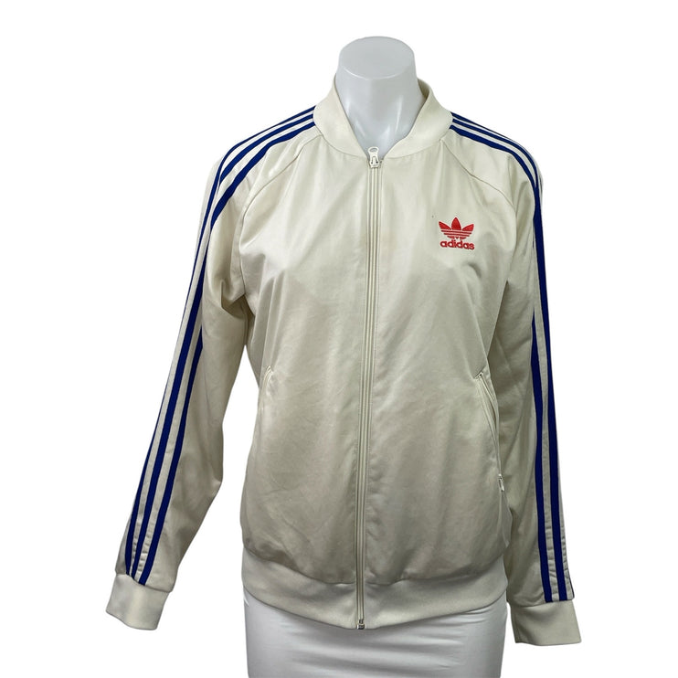 Adidas Originals White Embellished Arts SST Butterfly Zip Up Track Jacket Sz M