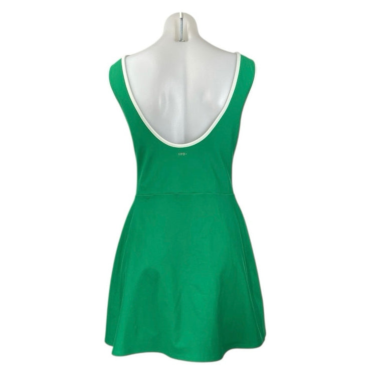 YPB Sculpt Lux Green Sleeveless Boat Neck Mini A-line Fit & Flare Tank Dress L
