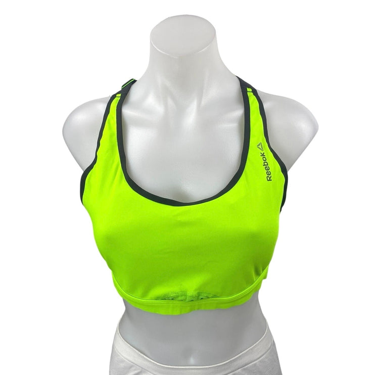 Reebok Neon Green Sleeveless Racerback Activewear Gym Sports Bra Crop Tank Top M