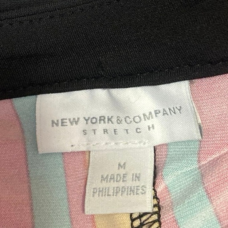 New York & Company Multicolor Striped Short Sleeve Stretch Maxi Wrap Dress Sz M