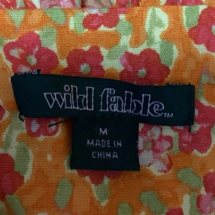 Wild Fable Orange Floral Sleeveless Cami Camisole Mini Bodycon Tank Dress Size M