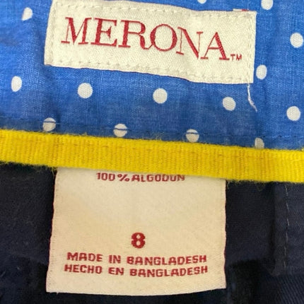 Merona Women's Blue Low Waist Straight Leg Khaki Chino Mini Casual Shorts Size 8