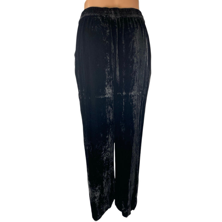 Elie Tahari Black Velvet Velour High Waisted Tapered Trousers Joggers Pants Sz M