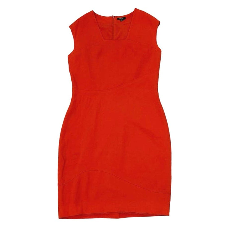 Raoul Orange Red Sleeveless Square Neck Career Office Work Midi Sheath Dress 14