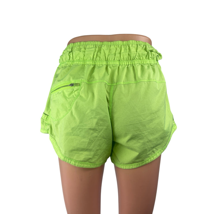 Lululemon Neon Green High Rise Sports Yoga Running Athletic Dolphin Shorts Sz 6