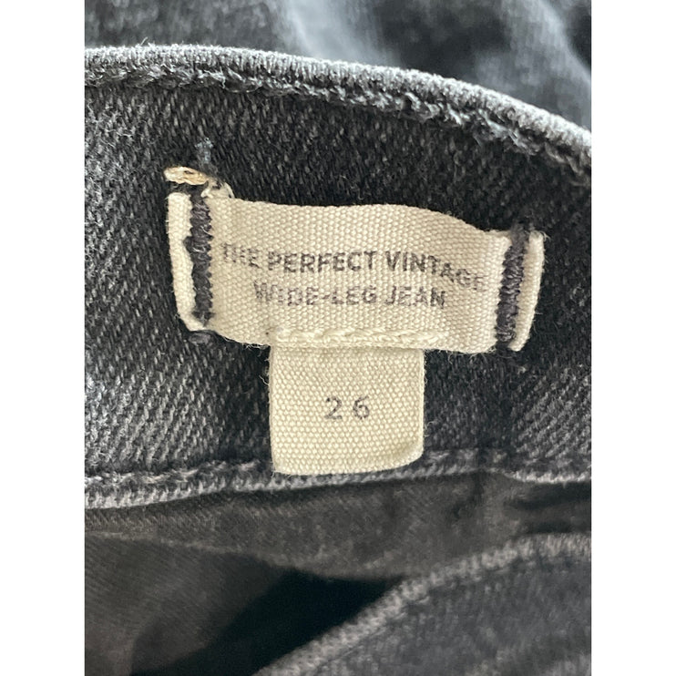 Madewell Perfect Vintage Womens Black High Rise Wide Leg Denim Jeans Pants Sz 26