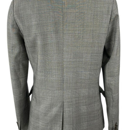 J.Crew Wool Gray Check Plaid Long Sleeve Double Breasted Blazer Coat Jacket Sz 2