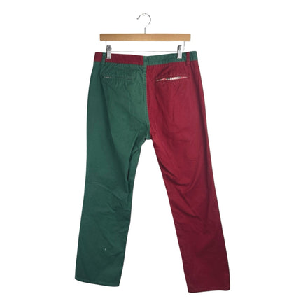 Bonobos Panta Clause Men's Red Green Colorblock Straight Leg Trousers Pants 33