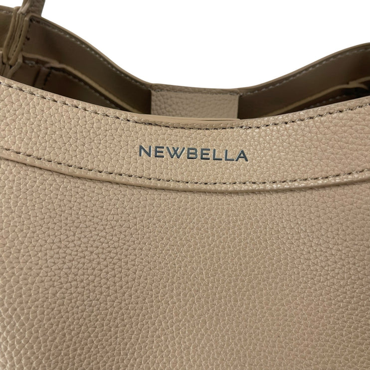 Newbella Kelly Light Beige Nude Faux Leather Vegan Pebble Crossbody Bag Handbag