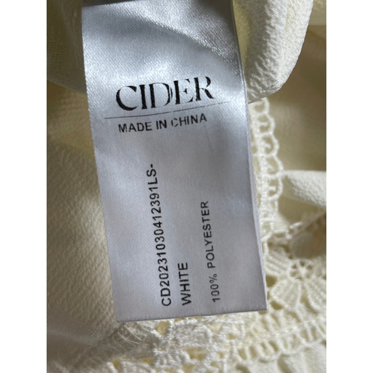 NEW Cider Women's White Floral Lace Boho Y2k Tiered A Line Midi Skirt Size L