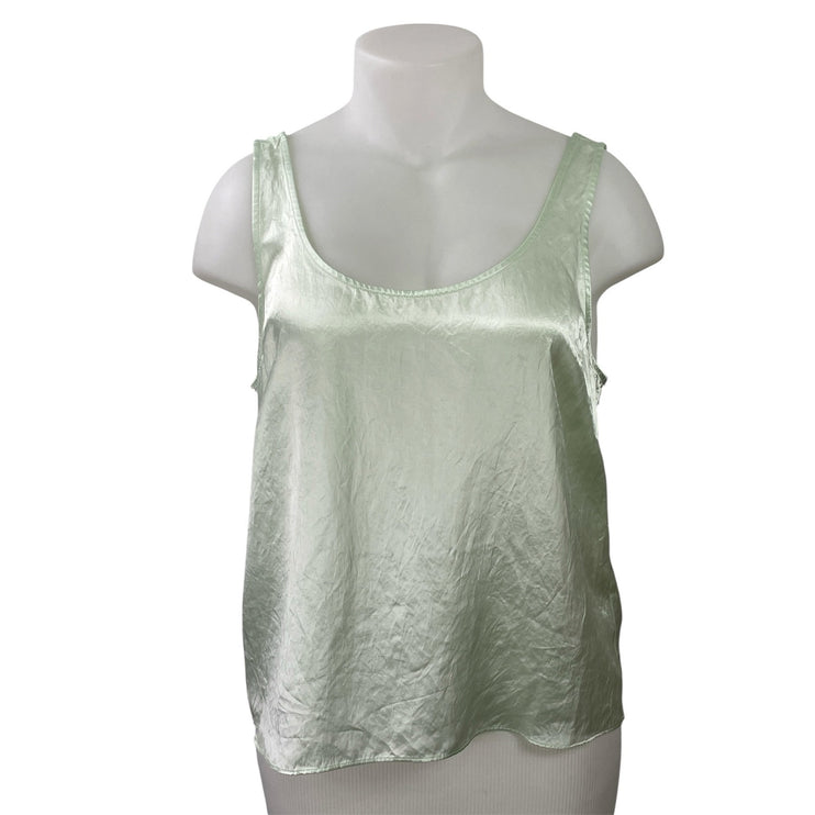 Aritzia Babaton Green Silky Satin Sleeveless Cami Camisole Slip Tank Top Size XL