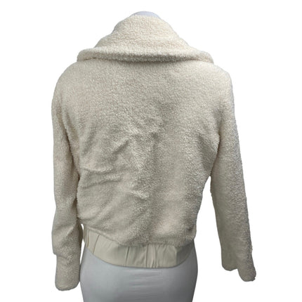 Banana Republic Cream Long Sleeve Full Zip Teddy Sherpa Bomber Jacket Size XS