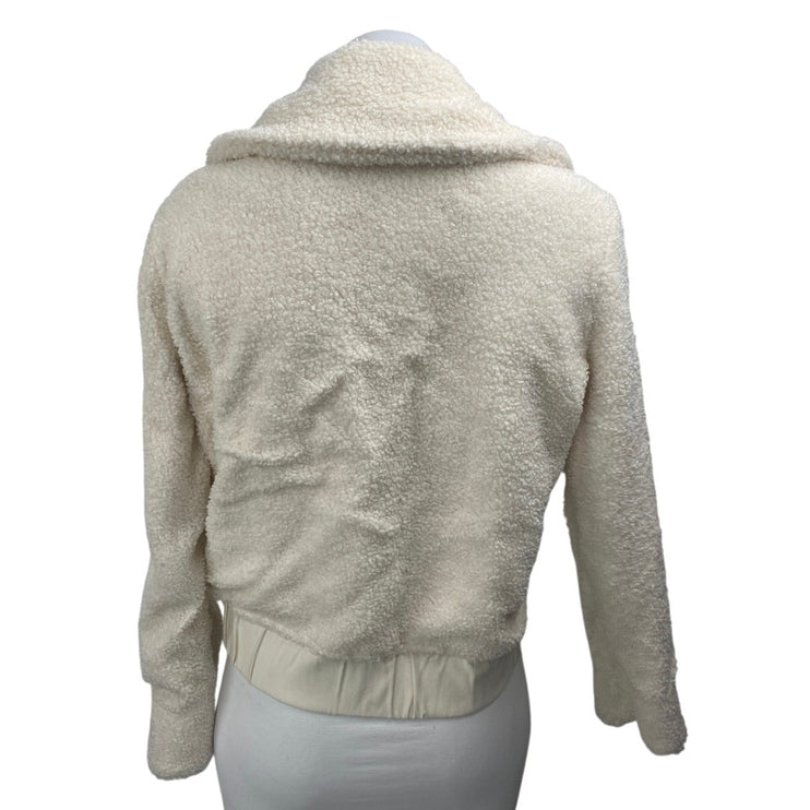 Banana Republic Cream Long Sleeve Full Zip Teddy Sherpa Bomber Jacket Size XS