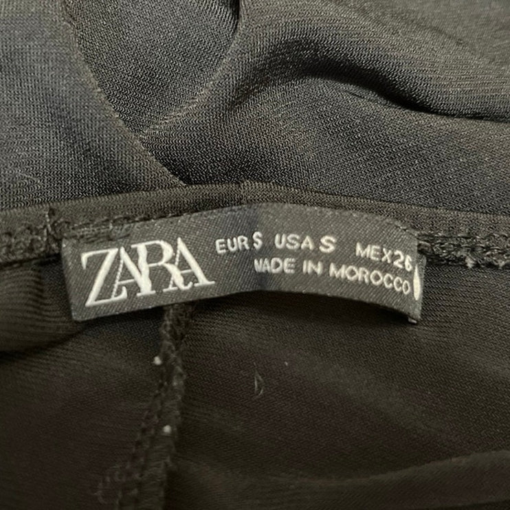 Zara Black Sleeveless Square Neck Cami Camisole Tank Midi Slip Dress Size S