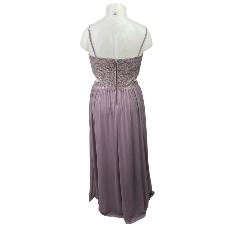 Speechless Purple Lace Sleeveless Cutout Jeweled Waist Cami Maxi Gown Dress 13