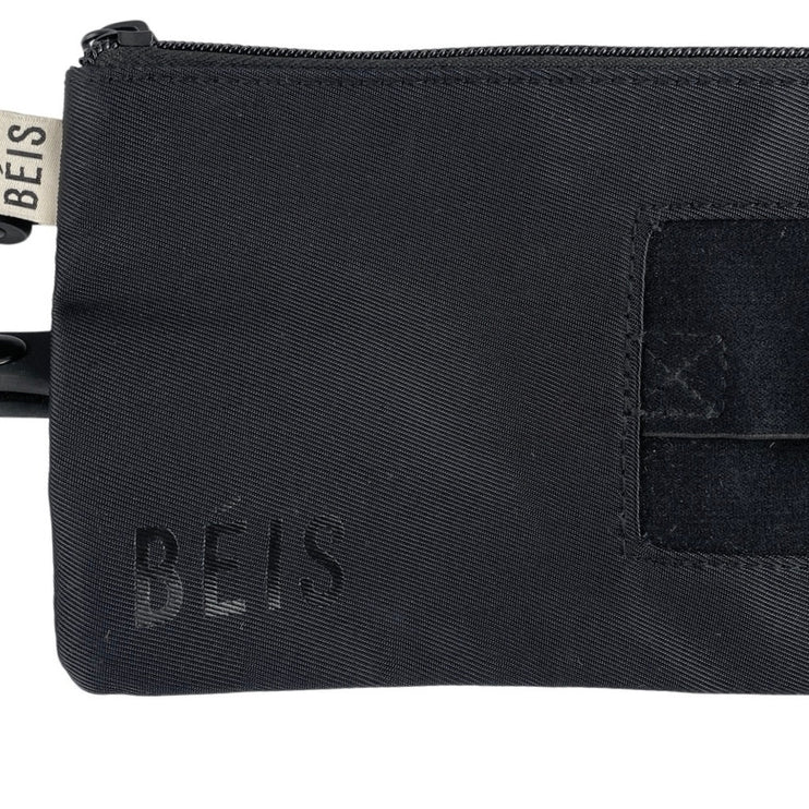 Beis Black Nylon Travel Pet Leash with Removable Poop Bags Pouch Wristlet