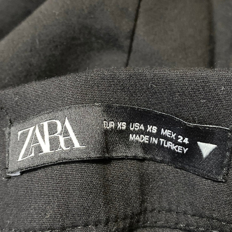 Zara Women's Black High Waisted Flared Bootcut Cropped Trousers Pants Size XS
