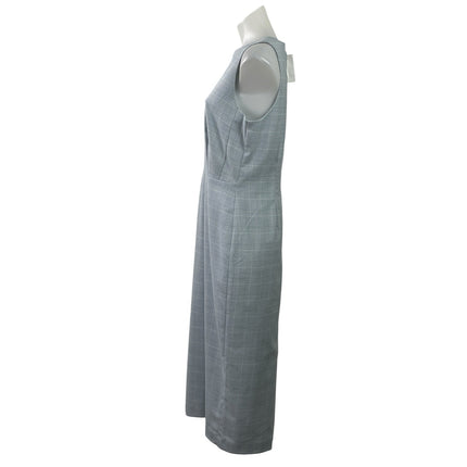 NEW Ann Taylor Blue Gray Plaid Checkered Sleeveless Midi Tank Sheath Dress Sz 8