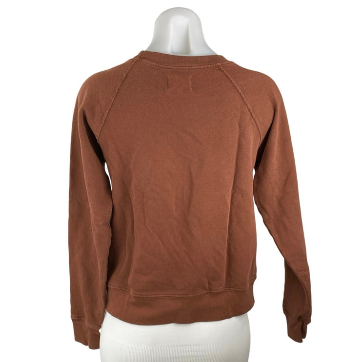 Mate The Label Women's Brown Crewneck Long Sleeve Crop Sweatshirt Sweater Top XS