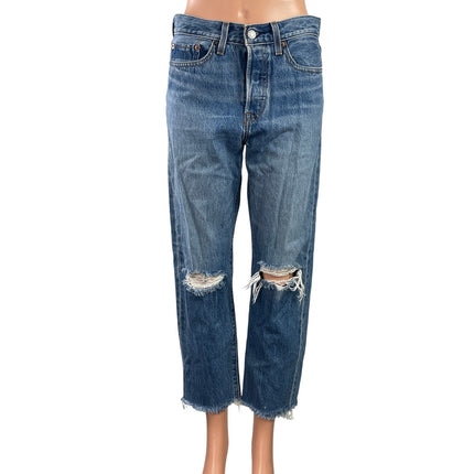 Levi's Wedgie Women's Blue High Rise Distressed Straight Denim Jeans Size 28