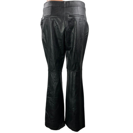 SPANX Black Faux Vegan Leather High Rise Bootcut Flared Leg Trouser Pants Size L