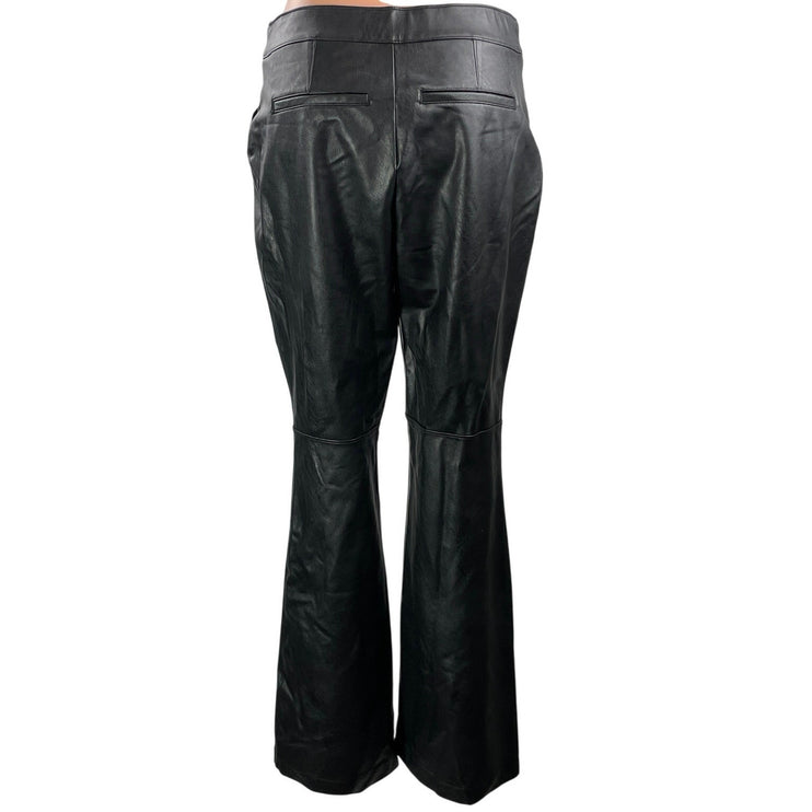 SPANX Black Faux Vegan Leather High Rise Bootcut Flared Leg Trouser Pants Size L