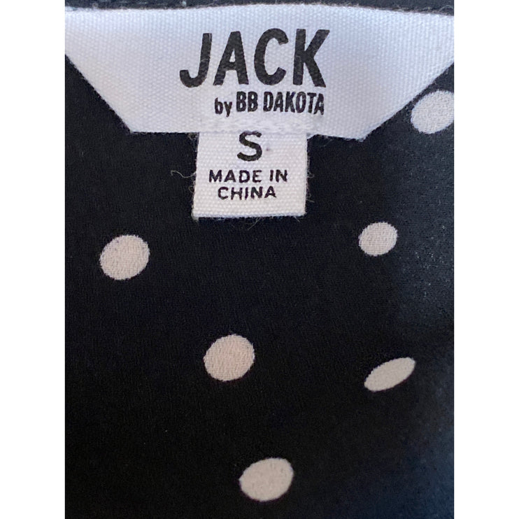 JACK by BB Dakota Black Polka Dots Sleeveless Ruffle Wrap Peplum Blouse Top S