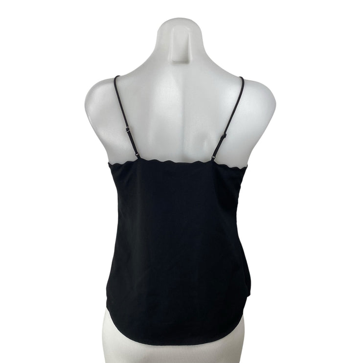 J.Crew Women's Black Sleeveless Scalloped V Neck Cami Camisole Tank Top Size 0