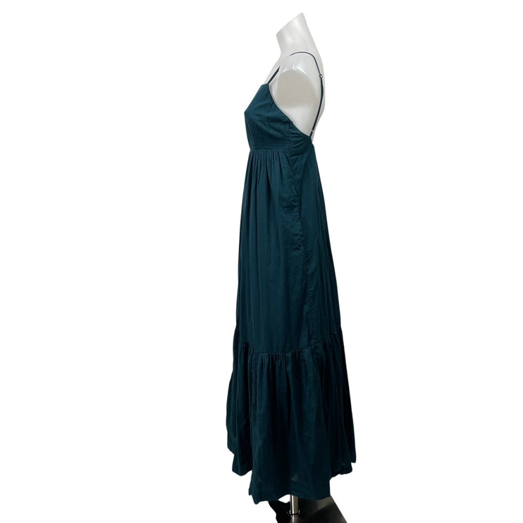 Abercrombie & Fitch Blue Sleeveless Pleated Cami Tiered A Line Maxi Dress Size S