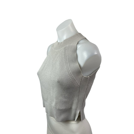 Aritzia Wilfred Women's Gray Ribbed Knit High Neck Sleeveless Crop Top Size M
