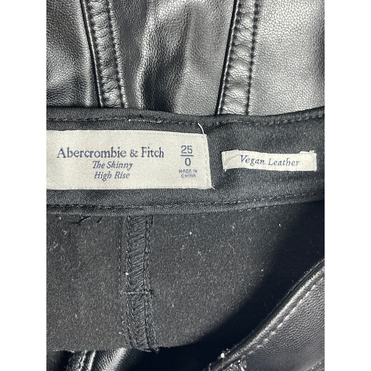 Abercrombie & Fitch Black Faux Vegan Leather High Rise Skinny Trousers Pants 25