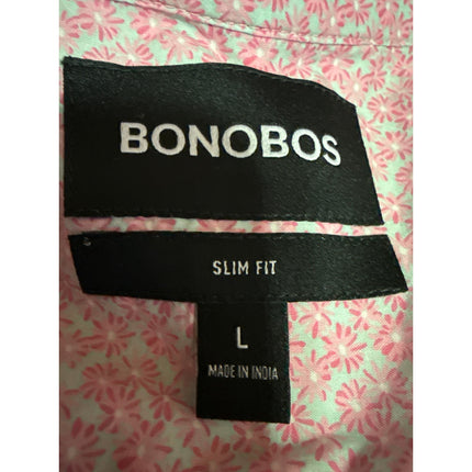 Bonobos Men's Pink Floral Long Sleeve Collared Button Down Slim Fit Shirt Top L