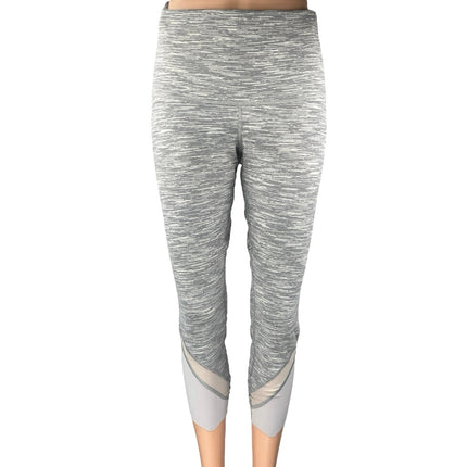 Lululemon Wunder Under Gray Scalloped Hem High-Rise Cropped Leggings Pants Sz L