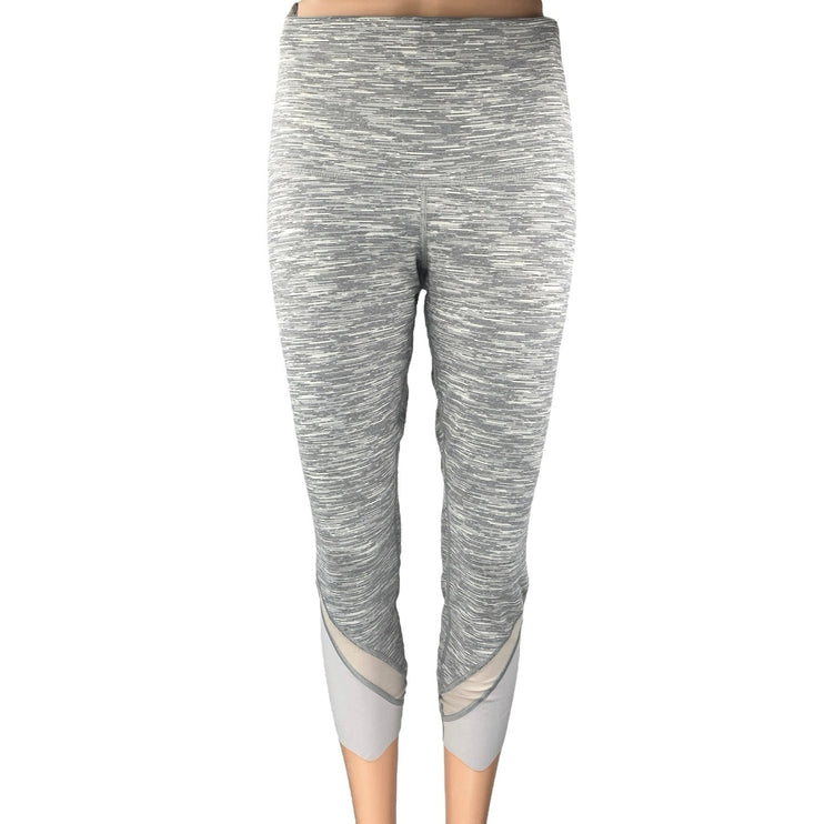 Lululemon Wunder Under Gray Scalloped Hem High-Rise Cropped Leggings Pants Sz L