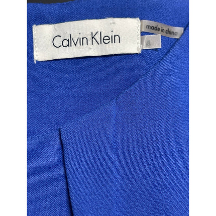 Calvin Klein Blue Pleated Cap Sleeve Mini Bodycon Pencil Sheath Dress Size 4