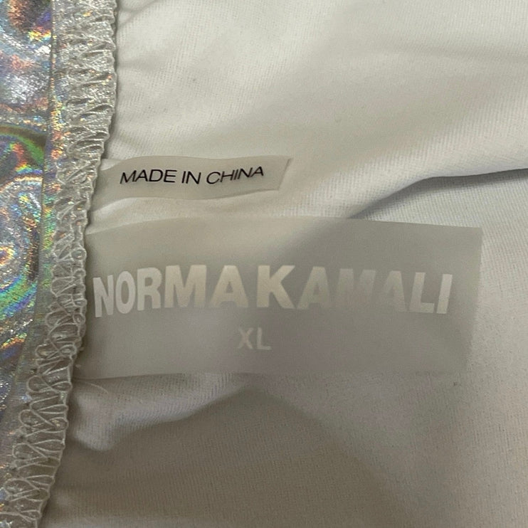 Norma Kamali Fara Low Back Mio Silver Hologram One Piece Swimsuit Swimwear XL