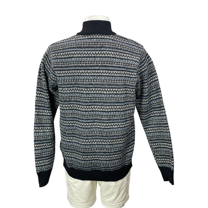 Kensington Eastside Men Blue Jacquard Quarter Zip Long Sleeve Sweater Top Size L