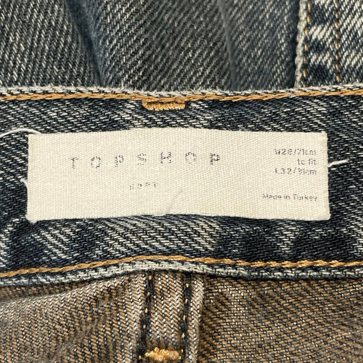 Topshop Women's Blue Washed High Waisted Loose Straight Leg Denim Jeans Size 28