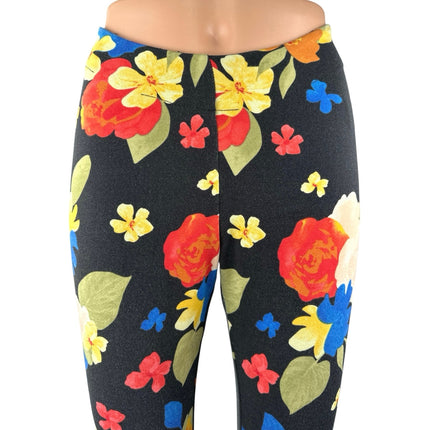 Danielle Bernstein Black Multicolor Floral Flared Leg Trousers Leggings Pants 4