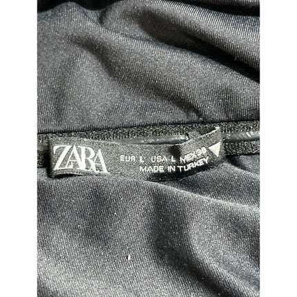 Zara Women's Black Off The Shoulder Ruched Long Sleeve Crop Blouse Top Size L