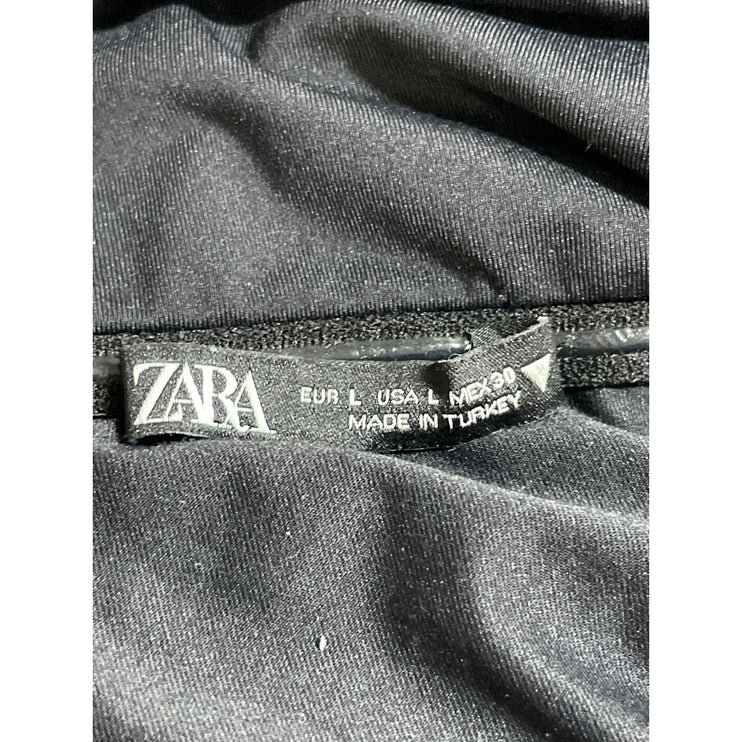 Zara Women's Black Off The Shoulder Ruched Long Sleeve Crop Blouse Top Size L