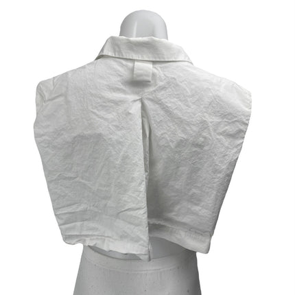 Urban Revivo White Sleeveless Chain Necklace Button Down Crop Shirt Tank Top 6
