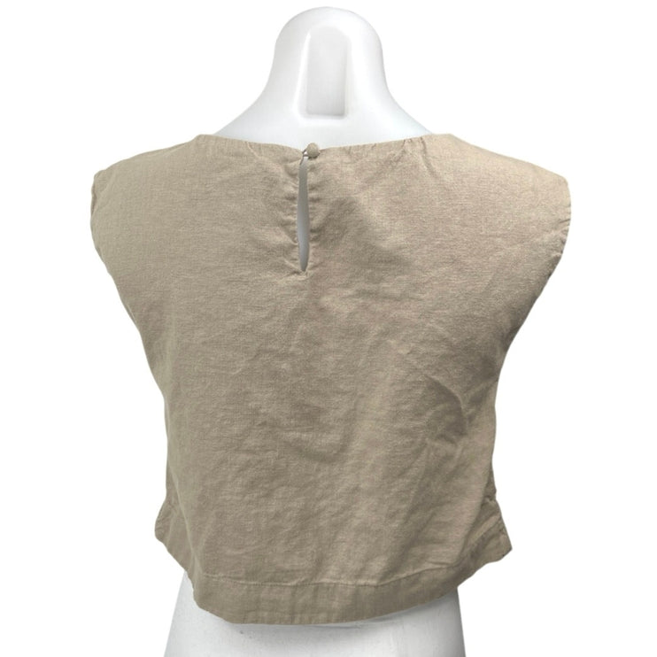 Abercrombie & Fitch Beige Linen Sleeveless Pullover Casual Crop Top Size XS