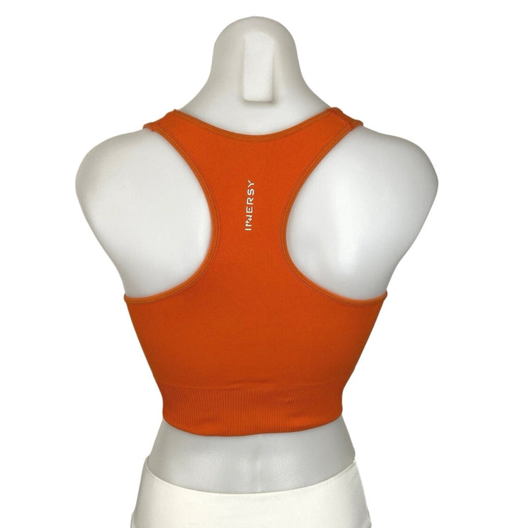 Innersy Orange Removable Pads Medium Support Racerback Sports Bra Top Size M